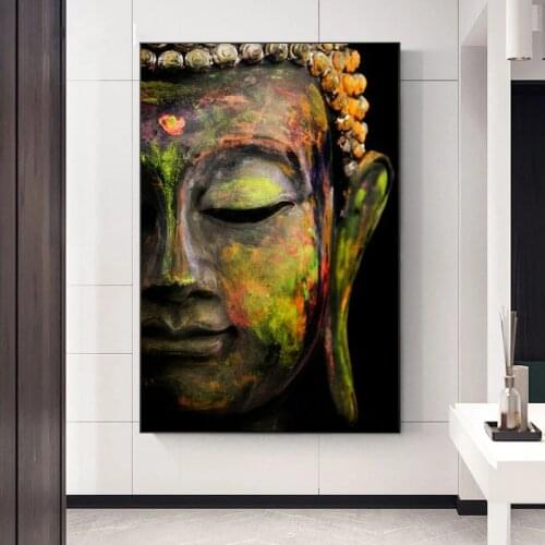 Modern Abstract Buddha Face Canvas Prints Buddhism Canvas Paintings Religious Wall Art for Living Room Decoration