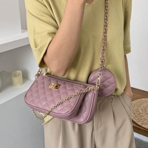 Fashion Women Messenger Three in One Shoulder Bags Female Fashion Plaid Chains Ladies Handbags Casual Crossbody Bag Ladies Totes