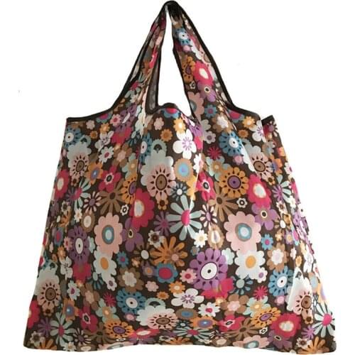 Foldable Lady Cloth Handbag Women Flower Printed Shopping Shoulder Bag Tote Summer Waterproof Bag Approx 58X68