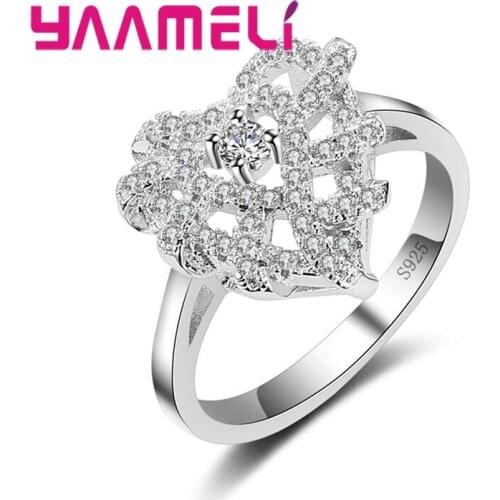Wedding Jewelry Finger Crystal Heart Rings For Women New Lover CZ Ring Female Engagement Party Wholesale