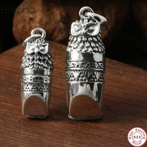 S925 Whistle Pendant Pure Silver colour Owl Pendant Sterling 925 Silver colour Jewelry Owl Whistle men women Pendant Large small