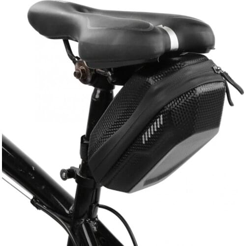 Cycling Saddle Bag Bike Carbon Grain Waterproof Tail Rear Bag Large Capacity Hard Shell Seat Package Anti Press Tool Bag