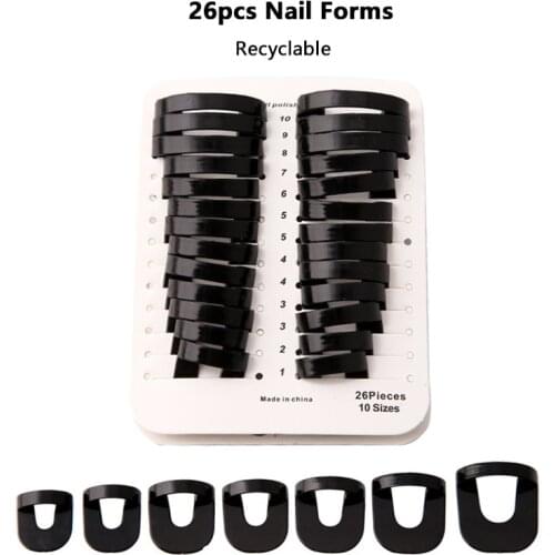 26pcs Nail Forms 10 Sizes Clips for Nail Anti-overflow Margin Curve Nail Polish Give a French Manicure Sticker