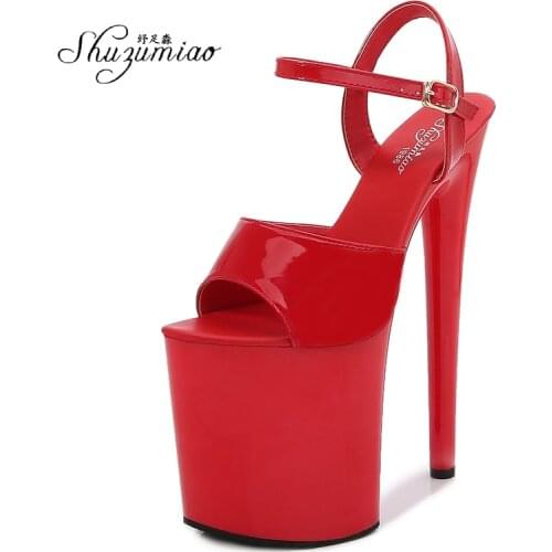 Shuzumiao Women Shoes Sexy Striptease high 20cm High Heels Platform Sandals Girl Party Shoes Stiletto Fish Mouth Pumps For Women