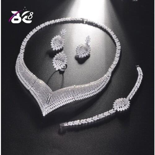 Be 8 Luxury Bridal Wedding Jewelry Sets for Women New Sparkling AAA Zircon Paved Copper Fashion Bridesmaid Jewelry Set S208
