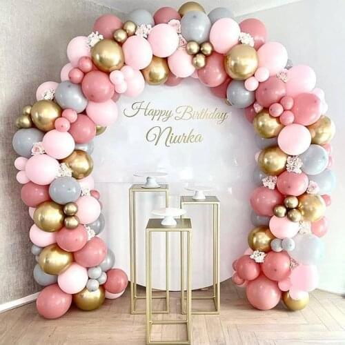 112pcs Retro Pink Balloon Garland Arch Kit Chrome Gold Globos Baby Shower Happy Mothers Day Wedding Kid Birthday Decorations