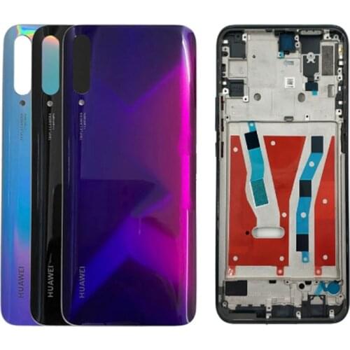 2019 New For Huawei Y9S Middle Frame Plate Front Bezel Faceplate LCD Supporting+Back Housing Battery Cover Glass Rear Door Case