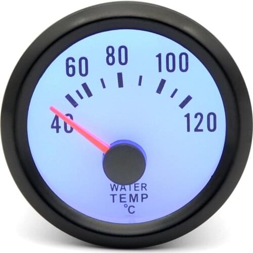 2" 52mm Dragon Gauge Car Meter Water Temp Gauge 40-120 C Analog Black Case With Blue LED