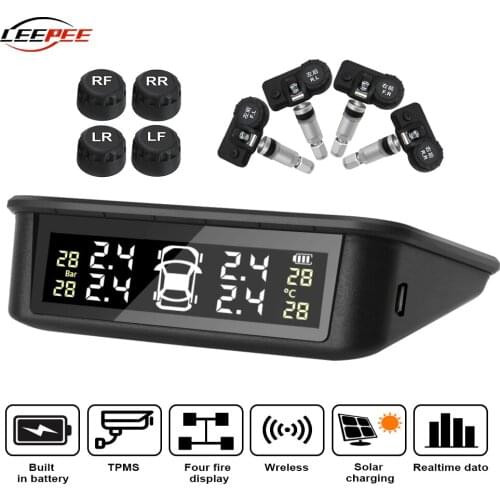 Wireless Solar Car TPMS Sensors Tire Pressure Monitoring System Kit Tyre Diagnotic On-board Computer Auto Accessories Electronic