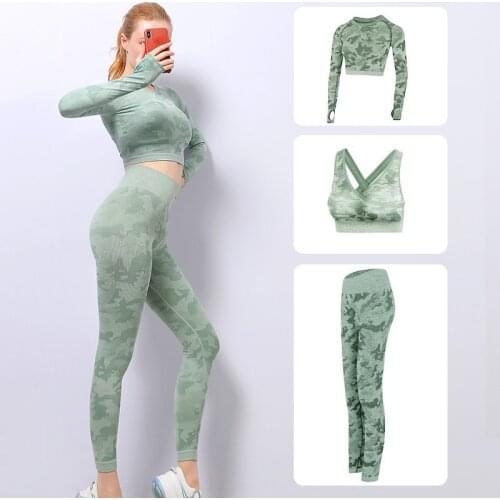Seamless Women Yoga Gym Sports Suits Fitness Workout Running Leggings + Bra Gym Workout Sport Suit 2PCS Leggings Women