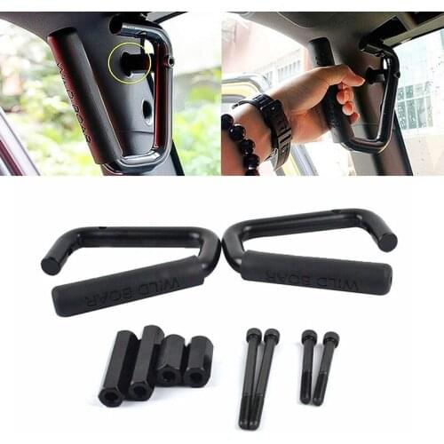 Black Hard Solid Steel Front Grab Handles Roll Grab Bars For 2007-2017 Jeep Wrangler JK 2-Door 4-Door