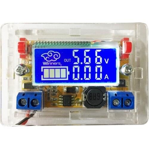 DC-DC step-down power supply voltmeter ammeter adjustable push-button module with case
