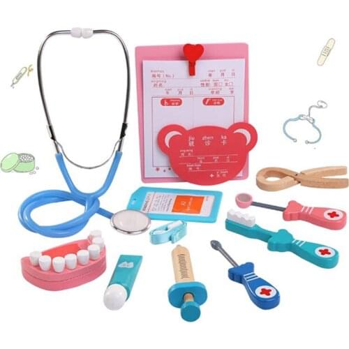 Kids Cosplay Doctor Game Toy Dentist Stethoscope Pretend Play Doctor Children Wooden Toys Gifts Funny Imagination Life Toy