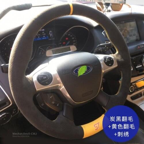 DIY Hand-Stitch Steering wheel cover for Ford Edge Focus Mondeo Fiesta S-max Mustang Taurus Explorer Suede Car Parts Accessories