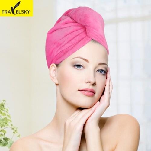 Travel Accessories Women Water Wipe Thickening Shower Cap Travel Portable Long Fast Dry Hair Towel 1pcs Free Shipping