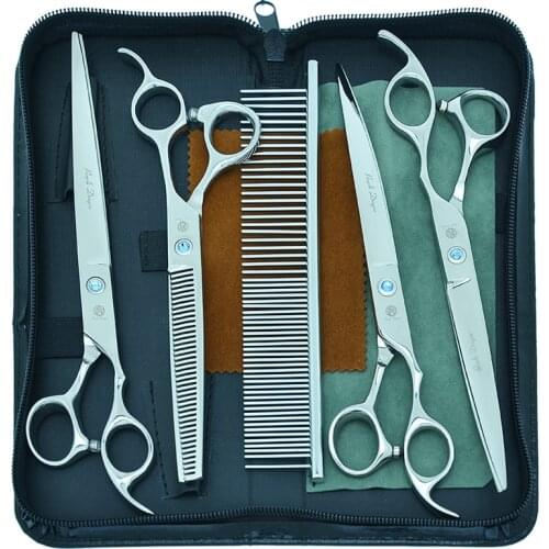 Purple Dragon 8.0" Big Pets Gromming Scissors Dogs Curved Shears Steel Sharp Animal Hair Cutting Scissor Thinning Clipper B0041B