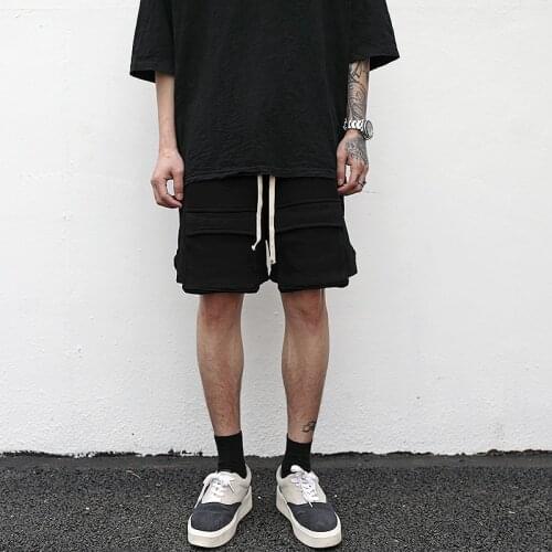 European and American high street style three-dimensional pocket split drawstring shorts cotton men and women skateboar