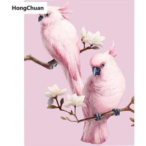 Fast delivery pink parrot 5D DIY square/round diamond painting mosaic cross stitch home decoration mural Christmas gift New Year