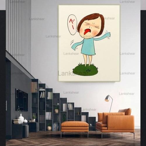 Holover "beh!"by Yoshitomo Nara,canvas Oil Painting Japanese Manga Unframed Modern Cartoon Wall Art Home Decor Aesthetic