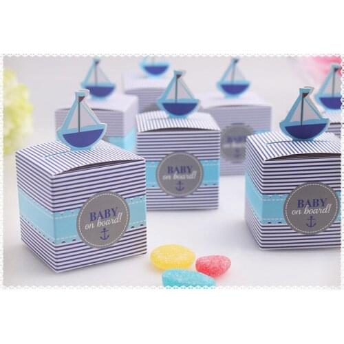 Wedding and Party Favor box of "Baby on Board!" Pop-Up Sailboat Baby Favor Boxes For newborn DIY baby box and baby decorations