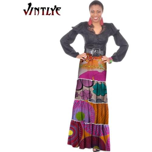 Summer Fashion African Women Skirts Patchwork Long Floral Print Lady Skirts Maxi Pencil Skirt Robe Skirts Africaine Femme Wy204