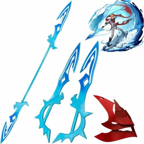 2021 Hot Game Genshin Impact Tartaglia Cosplay Prop Sword Spear 2 Forms Headwear Ajax Cosplay Weapon Party Cosplay Accessories