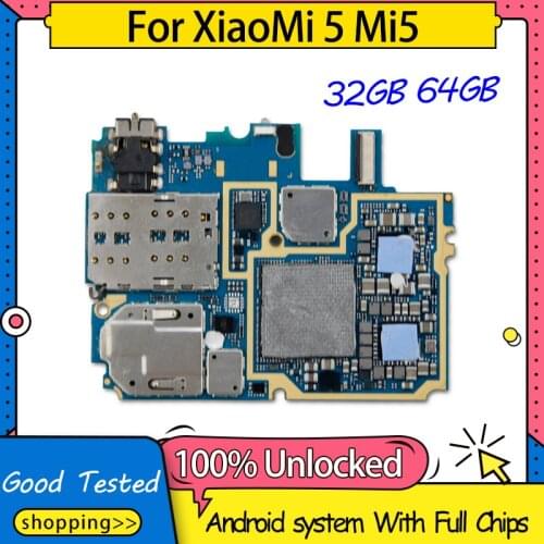 For XiaoMi 5 Mi 5 32GB 64GB Motherboard,Original Unlocked Mainboard For XiaoMi Mi 5 Logic Board With Global FirmWare