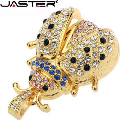JASTER Animal for Creative metal Crystal Beetle Model Usb 2.0 Flash Memory Stick pendrive 4GB 8GB 16GB 32GB 64GB Car Key
