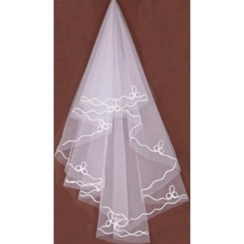 Fashion Elegant One Layer Brides Wedding Veils White Hot Sale Wedding Pencil Veil