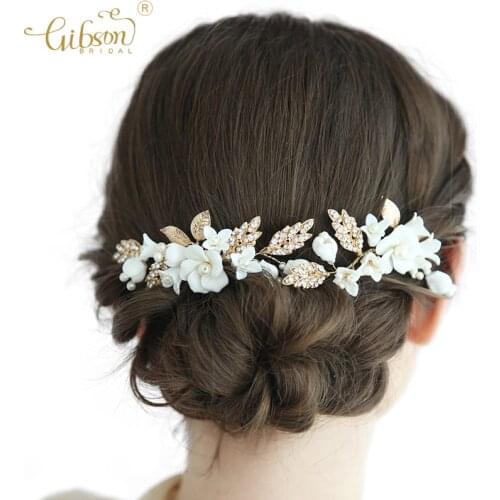 Fashion Hair Jewelry Ceramic Flower Wedding Headpiece Hair Clip Accessories Bridal Hair Pins For Women