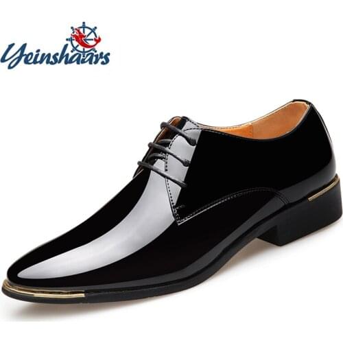 Patent Leather Men Dress Shoes 2020 New Brand Mens Business Shoes Italian Style Fashion Men Wedding Shoes Male Footwear 38-48