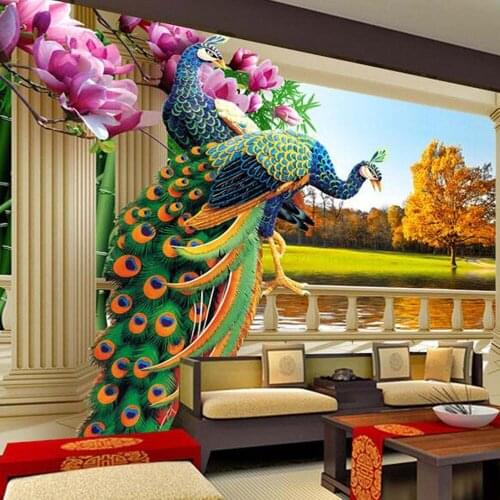 3d room wallpaper mural wall peacock Magnolia flower landscape for living room TV Backsplash custom any size photo murals