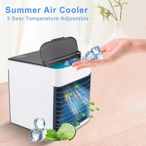 USB Desk Mini Fan Portable Air Cooler Fan Air Conditioner Light Desktop Air Cooling Fan Humidifier Purifier For Office Bedroom