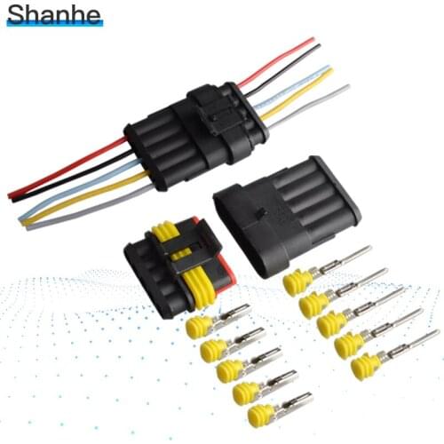 NEW Car Part HID 5 Pin Way Sealed Waterproof Electrical Wire Auto Connector Plug Set