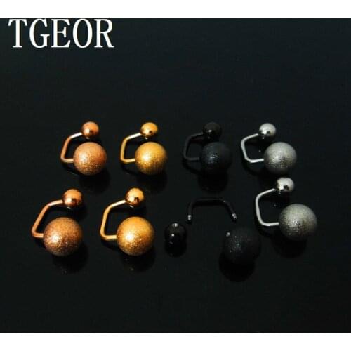New arrival 8mm scrub ball mixed titanium plated colors 1 pair Stainless Steel ear piercing hoop earring