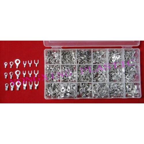 820 piece/lot 18 size Naked insulating crimp terminal block 22-10AWG (0.75-6mm) connector cable ring and fork mixed in box