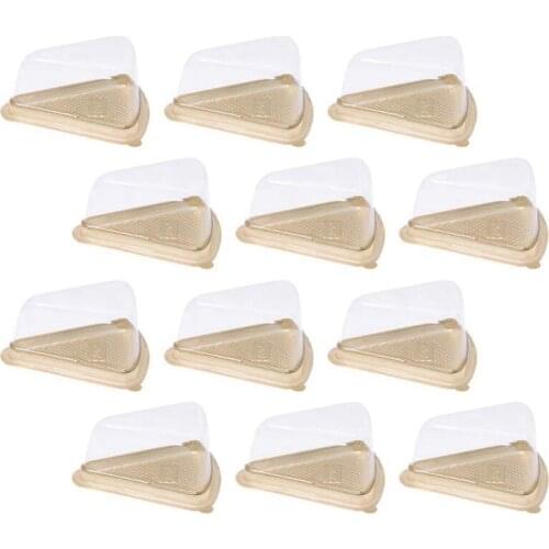 ABSF 100Pcs Cake Slice Plastic Clear Cupcake Container Cheesecake Box with Blister Box