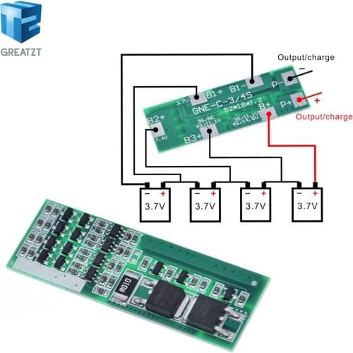 GREATZT 4S 8A Polymer Li-ion Lithium Battery Charger Protection Board For 4 Serial 4pcs 3.7 Li-ion Charging Protect Module B