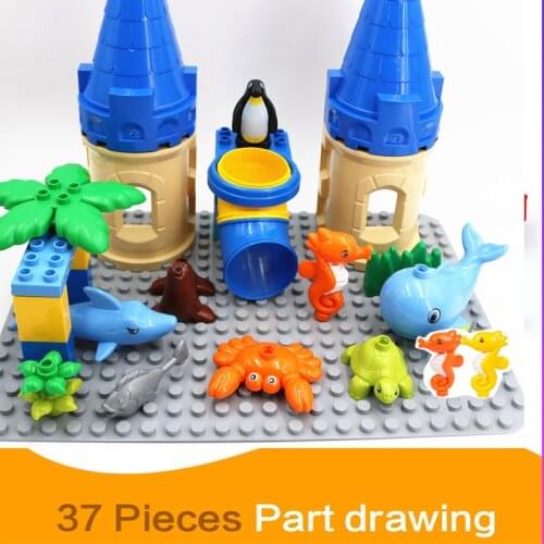 Diy Undersea Castle Adventure Sharks Sea Animals Kids Blocks Bricks Compatible with Parts Assembly Toys for Christmas