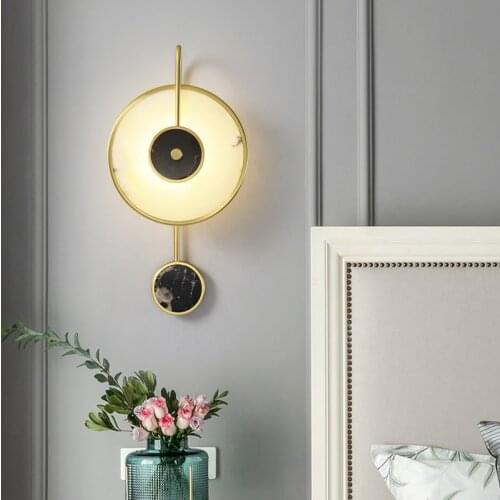 Postmodern copper marble wall lamp TV background wall aisle living room bedside study room light luxury lamp