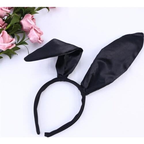 20cm Easter Sweet Sexy Bunny Ears Headband Rabbit Ear Hair Band for Party Cosplay Costume Accessory (Black)