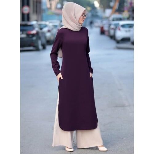 Ramadan turkey Two Piece Sets Tops and Pants Women Muslim Abaya Split Abaya Dresses Moroccan Kaftan Islamic Clothing Dress Sets