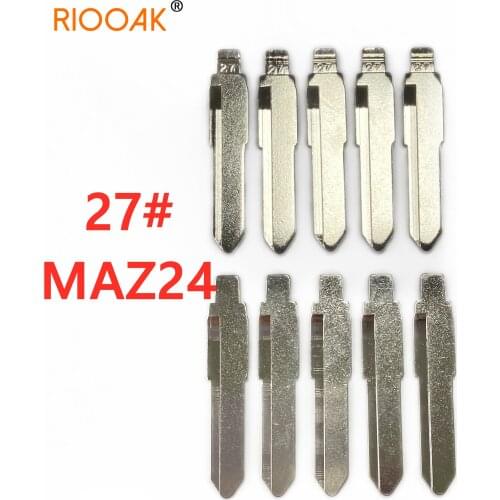 RIOOAK 10 pcs/lot #27lishi MAZ24 Metal Blank Uncut Flip KD/VVDI Remote Key Blade for Mazda M2 M3 M5 M6 M8 Auto Replacement Parts