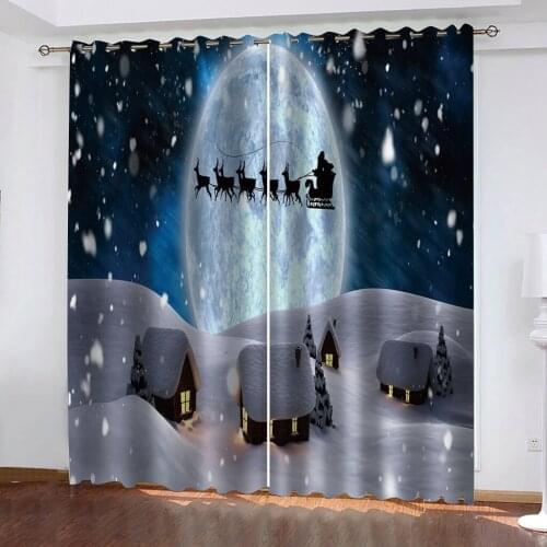 Customized size Luxury Blackout 3D Window Curtains For Living Room blue christmas curtains personality curtains