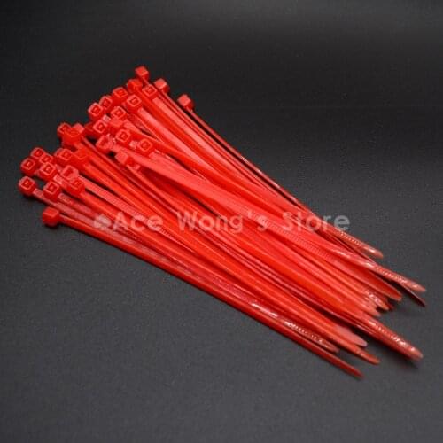 100Pcs/pack 3*100mm width 2.5mm Red Factory Standard Self-locking Plastic Nylon Cable Ties,Wire Zip Tie