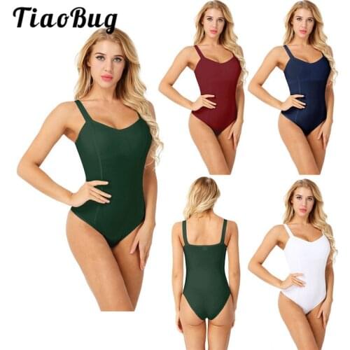 TiaoBug Women Sleeveless Built In Shelf Bra Ballerina Ballet Dance Leotard Adult Professional Gymnastics Leotard Sports Bodysuit