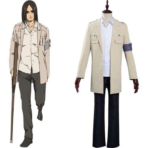 Anime Attack on Titan The Final Season Cosplay Eren Jaeger Trench Coat Costume Halloween Carnival Suit