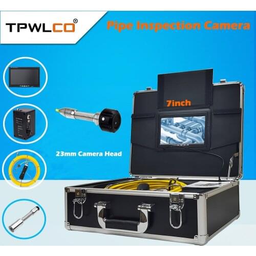 Waterproof Pipeline Endoscope Borescope 23mm 7inch Pipe Drain Sewer Inspection Camera 20-50m Cable DVR