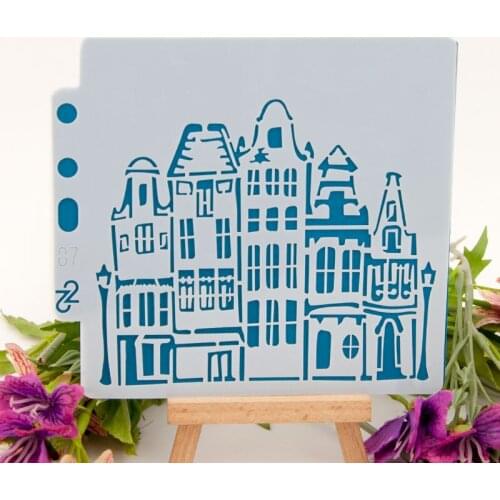 Tall Building DIY Scrapbooking Photo Album Decorative Layering Stencil Painting Coloring Craft Embossing Drawing Hollow Template