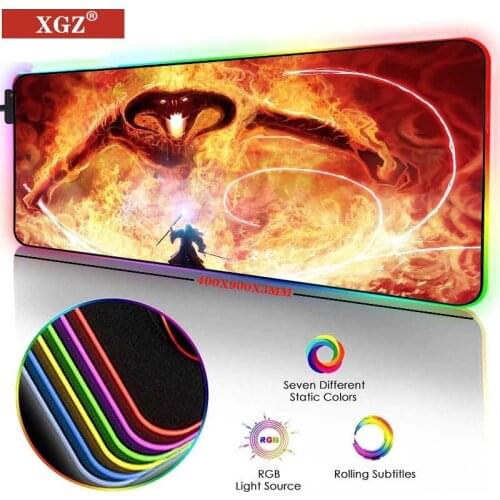 XGZ Anime Monster Big Mouse Pad LED RGB Decoration Game PC Computer Keyboard Carpet Accessory Lock 3C Non-slip 400x900mm